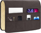 Couch Armrest Organizer Remote Control Holder Bedside Caddy with 6 Pockets, Non-Slip Armchair Caddy Sofa Armrest Organizer for Tv Remote Control, Magazine, Cell Phone, Chocolate
