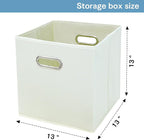 Black Fabric Cubby Storage Bins,13x13x13 Inches ,Cube Organizer Bin Foldable Storage Boxes with Dual Handles Fabric Organizer Box and collapsible Storage basket,Set of 3,Creamy-White