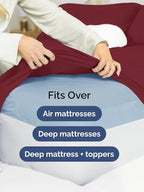 Extra Deep Pocket Full Sheets - 4 Piece Breathable & Cooling Bed Sheets - Hotel Luxury Bed Sheet Set - Soft, Wrinkle Free & Comfy - Easily Fits Extra Deep Mattresses - Deep Pocket Burgundy Sheets Set