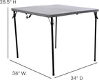 Flash Furniture Dunham 2.83' Square Plastic Folding Event Table with Carrying Handle, Bi-Fold Portable Banquet Table for Indoor/Outdoor Events, Gray