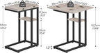 HOOBRO Foldable C Shaped End Table, C Shaped Side Table with Storage Shelf, Small Snack Table, Slide Under Couch Table for Sofa, Living Room Bedroom Small Spaces Easy Assembly, Greige BG29SF01