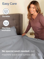 Extra Deep Pocket Split King Sheets - 5 Piece Breathable & Cooling Bed Sheets - Hotel Luxury Bed Sheet Set - Soft, Wrinkle Free & Comfy - Easily Fits Extra Deep Mattresses - Steel Blue Sheets Set