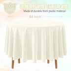 16 Pack Beige Plastic Tablecloths for Round Tables, Premium Decorative Ivory Disposable Table Covers for Parties, Round Cream Party Table Cover for Birthday Wedding Baby Shower Graduation, 84 Inch