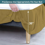 Shreem Linen Ruffled Bed Skirt with Split Corners, Gathered Style, 100% Microfiber, 30-Inch Drop, Dust Ruffle Bedskirt with Platform, Queen-XL, Taupe