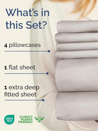 Extra Deep Queen Sheet Set - 6 Piece Breathable & Cooling Sheets - Hotel Luxury Bed Sheets Set - Easy & Secure Fit - Soft, Wrinkle Free & Comfy Sheets Set - Light Grey Sheet Set w/Extra Deep Pockets