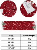 Christmas Tree Snowflakes Snowman Bed Runners for Bedroom Hotel,Decorative Bedding Scarf Red White Green Bed End Blanket Bedding Runner Scarves for Queen Size Bed,94x20in