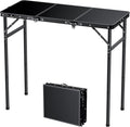 FUNYKICH 3ft Camping Folding Table with 3 Height(35.4'' Lx15.7'' W), Max Height 29.4'' Portable Small Outdoor Tables, Lightweight Beach Table with Carry Handle for Camping, Backyard, Picnic, Handcraft