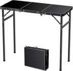 FUNYKICH 3ft Camping Folding Table with 3 Height(35.4'' Lx15.7'' W), Max Height 29.4'' Portable Small Outdoor Tables, Lightweight Beach Table with Carry Handle for Camping, Backyard, Picnic, Handcraft