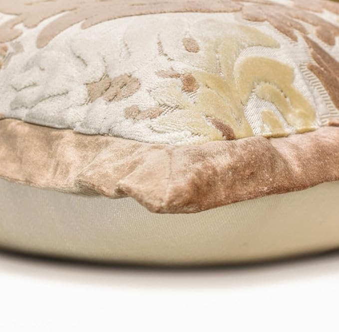 The HomeCentric King/Queen/Twin Beige Decorative Full 68"x18" Bed Runner with Two Pillow Cover, Damask Bed Scarf on Velvet Fabric - Emmeline