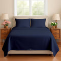 Sleeper Sofa 4 Piece Bed Sheet Set Premium Quality 100% Cotton 500 Thread Count, Smooth & Super Soft Sateen Weave, Extra Soft Bed Sheets, Wrinkle Free, 4 Inch Deep Pocket (Queen, Navy)