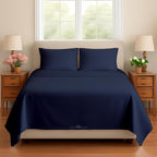 Sleeper Sofa 4 Piece Bed Sheet Set Premium Quality 100% Cotton 500 Thread Count, Smooth & Super Soft Sateen Weave, Extra Soft Bed Sheets, Wrinkle Free, 4 Inch Deep Pocket (Queen, Navy)