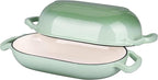 VORRINGARD Enameled Cast Iron Sourdough Bread Oven, Dutch Oven, Loaf Cast Iron Bread Pan for Homemade Bread Baking, Meatloaf Pan with Lid, 7QT, Green