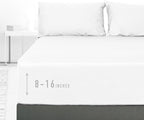 Sunflower King Fitted Sheet, 1-Piece Deep Pocket Fitted Bottom Sheet 16", 100% Cotton Sateen Soft Breathable, White
