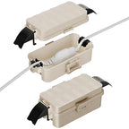 Flemoon [2 Pack] IP55 Small Outdoor Electrical Box Waterproof (Inner 5.9 x 3.2 x 1.8inch), Extension Cord Cover with Detachable Awning Covers for Plug, Outlet, Holiday Lights, Almond