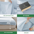 100% Egyptian Cotton Sheets King Size 4PCS 1000 Thread Count Sateen Weave Soft Breathable 16-Inch Deep Pocket （King,Light Blue）