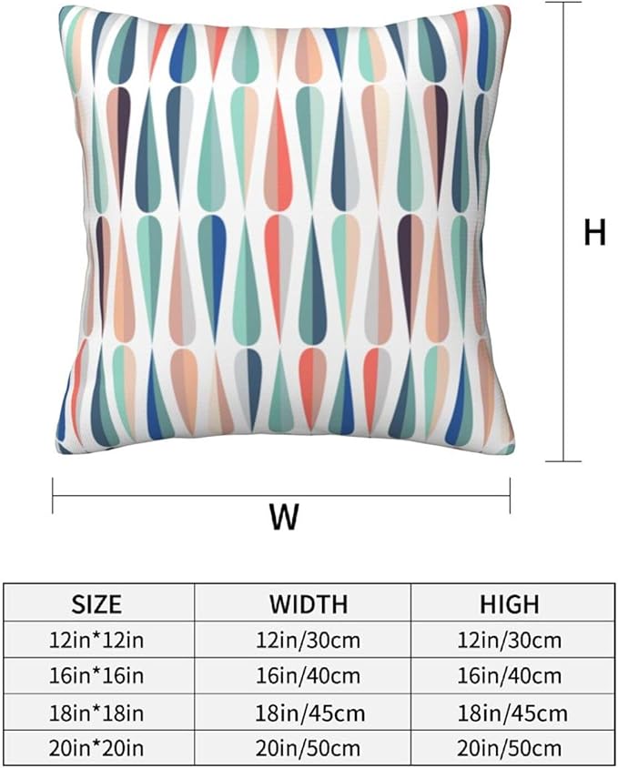 bassyil Mid Century Retro Drop Throw Pillow Covers Decorative Linen Pillow Cases Set of 2 Square Cushion Cover for Couch Sofa Bedroom Patio 18x18 Inch