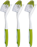 Dish Brush Scrub Brush with Handle - 3 Pack Stiff Bristles Dish Scrubber for Cleaning Dishes, Pots, Pans, Sink, Cast Iron - Hard Bristles,No Residue