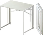 Lutown-Teen Small Folding Desk 32 inch, No Assembly Required Small Office Desk, Writing Gaming Computer Camping Desk, White