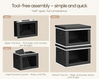 Homsorout Collapsible Storage Bins with Lids - Stackable Storage Containers with Window, 3 Pack Fabric Bins for Closet, Home & Office Organization Baskets, Black, 14.9" x 9.8" x 9.8"