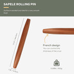 Muso Wood Sapele Wooden French Rolling Pin for Baking, Tapered Roller for Fondant, Pie Crust, Cookie, Pastry (French 17.5inch)