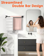Alise Bath Double Towel Bars, 16 Inch Towel Holder Towel Racks for Bathroom Lavatory,SUS304 Stainless Steel Towel Hanger Towel Rail Wall Mount,Matte Black