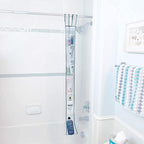 Skywin 7 Pockets Hanging Shower Curtain Liner Caddy 60 x 6 Inches - 100% Polyester Mesh Shower Caddy Hanging - Shower Organizer for Shower Rod or Door - Quick Dry Fabric with Adjustable Velcro Strap