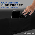 DREAMCARE Twin XL Sheet Sets - 4pc Cooling Sheets XL Twin Sheets - Twin XL up to 21” Deep Pocket – Hotel Luxury Extra Long 100% Brushed Microfiber with Side Pocket - Black
