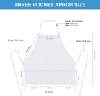 Jubatus 2 Pack 3 Pockets 100% Cotton Adjustable Bib Apron Chef Kitchen Cooking Aprons for Women Men, White