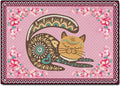 Cartoon Animal Pattern Area Rug Cute Cat Luxury Floral Decor for Carpet Farmhouse Bedroom Living Room Rugs Bathroom Kitchen Runner Mat Indoor Outdoor Non Slip Doormat 2' X 4'