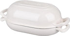VORRINGARD Enameled Cast Iron Sourdough Bread Oven, Dutch Oven, Loaf Cast Iron Bread Pan for Homemade Bread Baking, Meatloaf Pan with Lid, 5QT, White