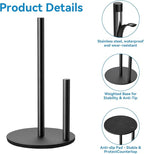 Paper Towel Holder Kitchen,Premium Stainless Steel Roll Dispenser,Countertop Paper Holder with Weighted Base, Black
