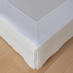 King Bed Skirt, Wrap Around Bed Skirt with Pleated Corner, 18 Inch Drop Pleated Waffle Weave Bedskirts, Anti-Slip, Microfiber, Ivory, 18'' King