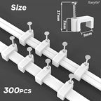 300 Pcs 8mm Cable Clips Nail in Cable Clips Flat Ethernet Cable Wall Clips Cable Tacks Coax Cable Clip Speaker Wire Clips Cable Nails for Cords Cat5/Cat5e/Cat6/Cat7 RJ45 Cord Clips