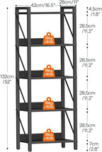HOOBRO Bookshelf, 5-Tier Industrial Bookcase, Book Shelf Storage Organizer