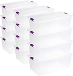 Sterilite 12-Pack 110 Quart ClearView Latch Box, Stackable Organizer Bins with Latching Lids - Clear Plastic Organization Containers for Closet, Bedroom, Shelving Units and Everyday Home Storage