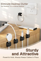 Magnetic Clip for Cords, Maveek 5 Pack Cable Holder Magnet Cord Clips Organizer Desk Wall Metal Table Cable Management for Charger USB C Home Office Car (Black)