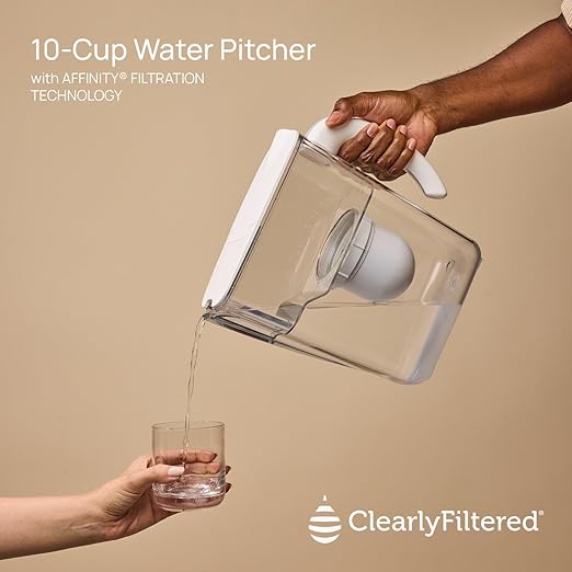 Clearly Filtered No.1 Filtered Water Pitcher/Updated Model/Targets 365+ Contaminants e.g. Fluoride Chlorine PFAS Microplastics Lead Arsenic BPA/BPS Free (Pitcher Includes 1 Filter)