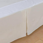 Queen Bed Skirt, Wrap Around Bed Skirt with Pleated Corner, 16 Inch Drop Pleated Waffle Weave Bedskirts, Anti-Slip, Microfiber, Ivory, 16'' Queen
