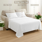 Sleeper Sofa 4 Piece Bed Sheet Set Premium Quality 100% Cotton 500 Thread Count, Smooth & Super Soft Sateen Weave, Extra Soft Bed Sheets, Wrinkle Free, 6 Inch Deep Pocket (Full, White)