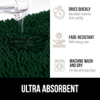GORILLA GRIP Bath Rug Mat, Thick Soft Absorbent Chenille, Quick Dry Microfiber Mats, Rubber Backing Washable Shower Floor Rugs, US Designed Bathroom Bathmat Home Decor Accessories, 24x17, Hunter Green