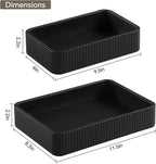 Desk Organizer Tray, PU Leather Nightstand Organizer Perfume Valet Tray for Men Women, Decorative Vanity Trays Trinket Dish Key Bowl for Entryway Table (2pcs, Black, Large+Small)