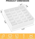 Sock Organizer 4 Pack, 24 Cell Foldable Underwear & Sock Storage, Drawer Organizer for Ties, Belts. (White)