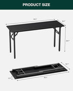 Frylr Small Folding Computer Desk – Portable 55.1 Inch Foldable Laptop Table, Collapsible and Compact for Easy and Fast Setup, Lightweight for Small Spaces, Home Craft and Study Use, Dark Oak