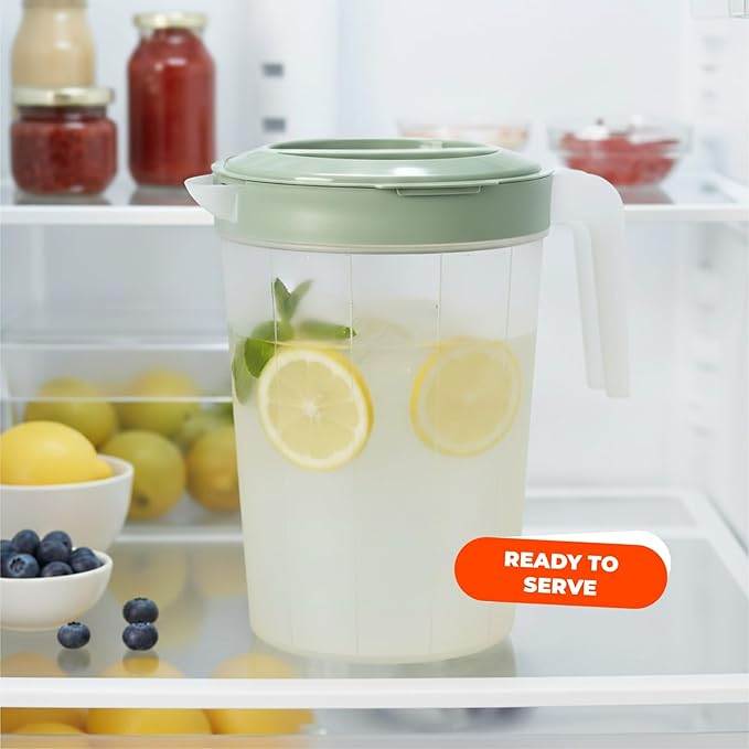 Tribello 2-Pack 1-Gallon Plastic Pitchers with Lids – Iced Tea Pitchers with Twist Cover BPA-Free, Dishwasher & Freezer Safe, Ideal for Water, Juice & Fridge Storage