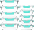 [10-Pack]Glass Meal Prep Containers with Lids, MCIRCO Glass Food Storage Containers with Snap Locking Lids, Airtight Lunch Containers, Microwave, Oven, Freezer and Dishwasher, Green