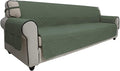 Easy-Going Sofa Slipcover Waterproof Sofa Cover Couch Cover for 4 Cushion Couch with Elastic Straps Washable Non-Slip Furniture Protector Cover for Pets, Dogs, Cat (XX-Large, Greyish Green)