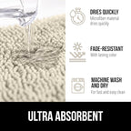 GORILLA GRIP Bath Rug Mat 48x24, Thick Absorbent Chenille, Quick Dry Microfiber Mats, Rubber Backing Washable Shower Floor Rugs, Bathmat Runner, US Designed Bathroom Home Decor Accessories Dusty Cloud