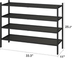 kiplant Black Shoe Rack, 4-Tier Bamboo Wood Shoe Rack, Stackable Bamboo Wood Shoe Shelf for Closet, Entryway & Hallway