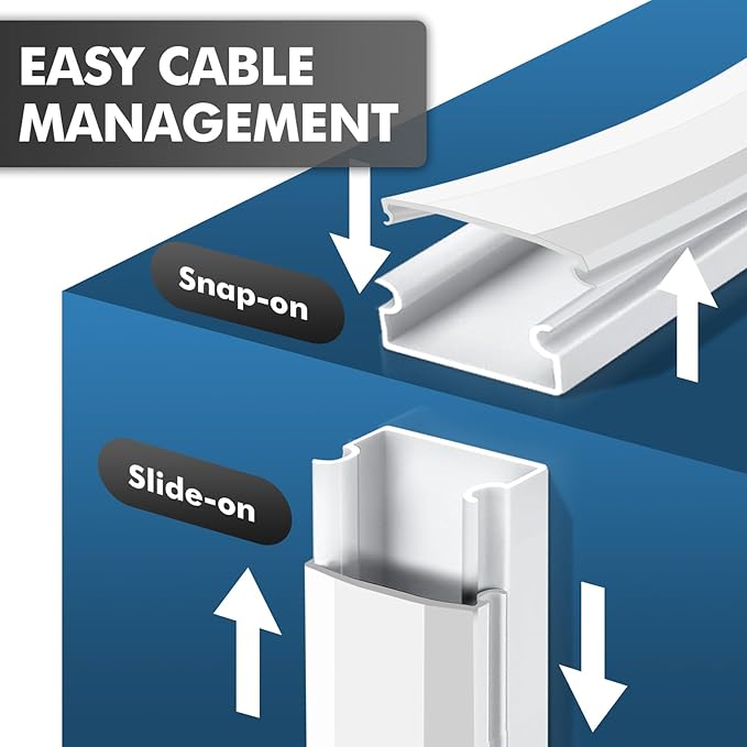 shinfly 189in Cord Hider Kit, Paintable Cable Raceway for Wall Mounted TV, Cord Covers for Wires on Wall, Wire Hider for TV Cables, White, 1.18” W x 0.59” H (15.75in x 12-Pack)