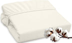 ROYALE LINENS 300 Thread Count 100% Long Staple Combed Cotton Fitted Sheet King - Super Soft Deep Pocket Bottom Sheet - Fitted Sheets Only - Elastic Sheets (King, Cream)